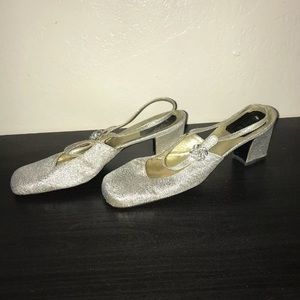 Vintage Christian Dior heel sparkle silver rare